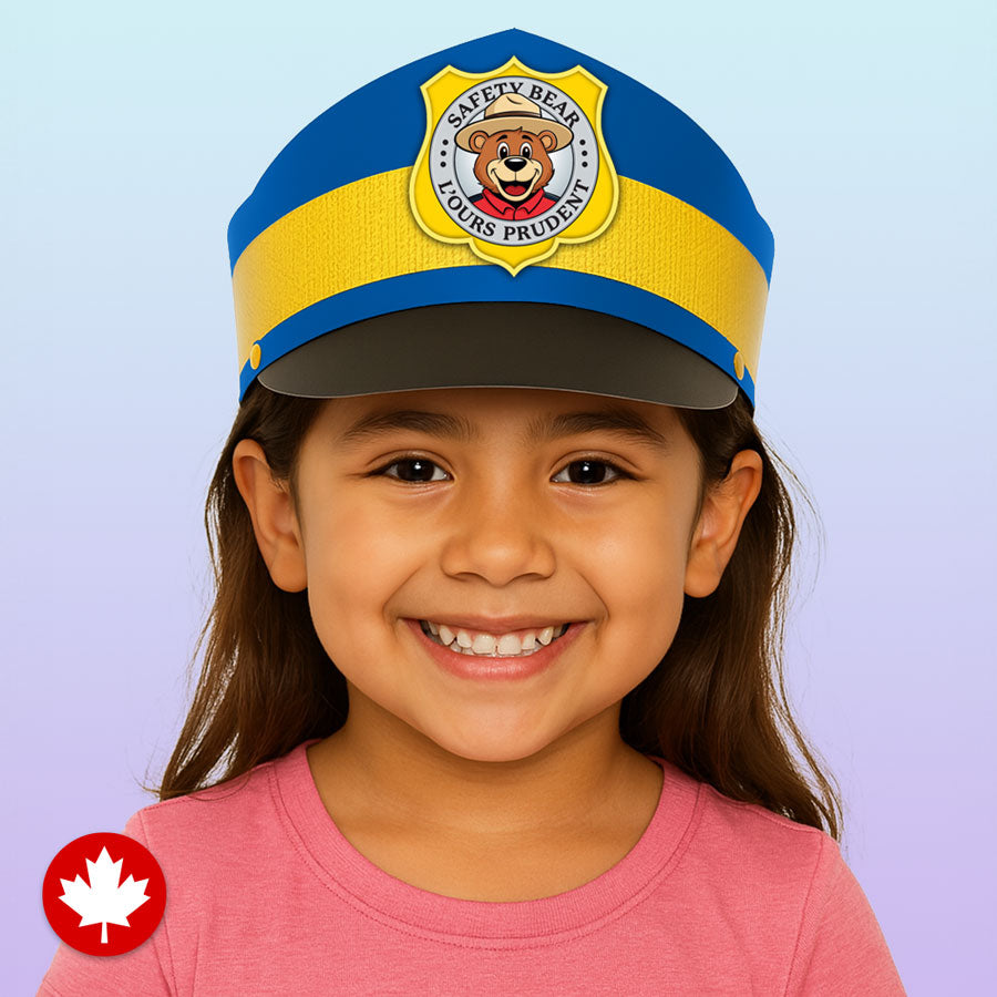 Cardboard Police Hats with Safety Bear Design